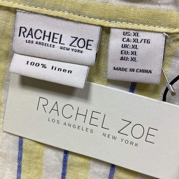 Rachel Zoe Striped Lined Button Top XL - Picture 2 of 5